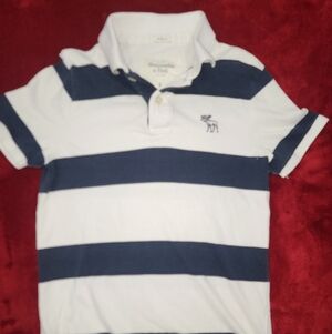 Abercrombie & Fitch White and Blue Striped Polo Shirt